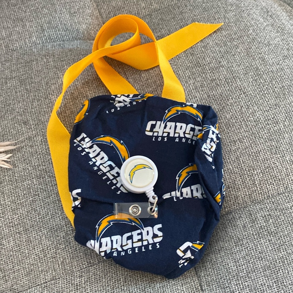 NFL Los Angeles Chargers ponytail scrub cap and badge reel